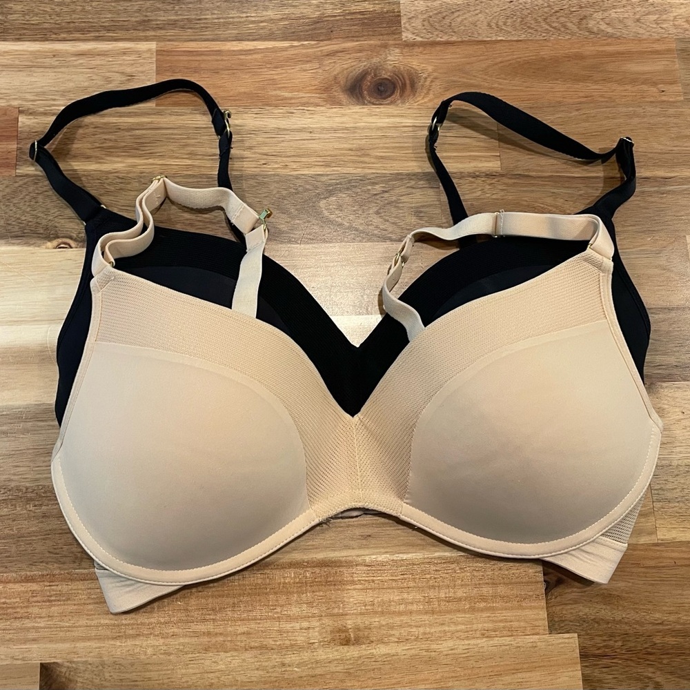 Lively No Wire Push Up Bra Bundle - 34D - Black and Toasted Almond
